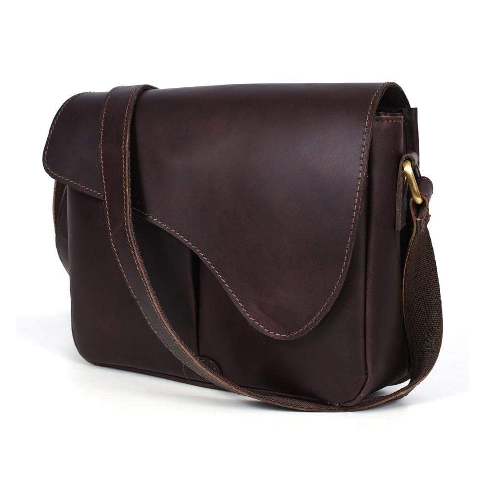 RHEA LEATHER CROSSBODY BAG - DARK BROWN