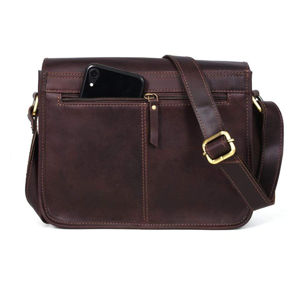RHEA LEATHER CROSSBODY BAG - DARK BROWN