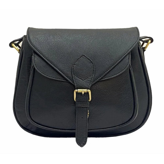 MOON LEATHER CROSSBODY BAG - BLACK