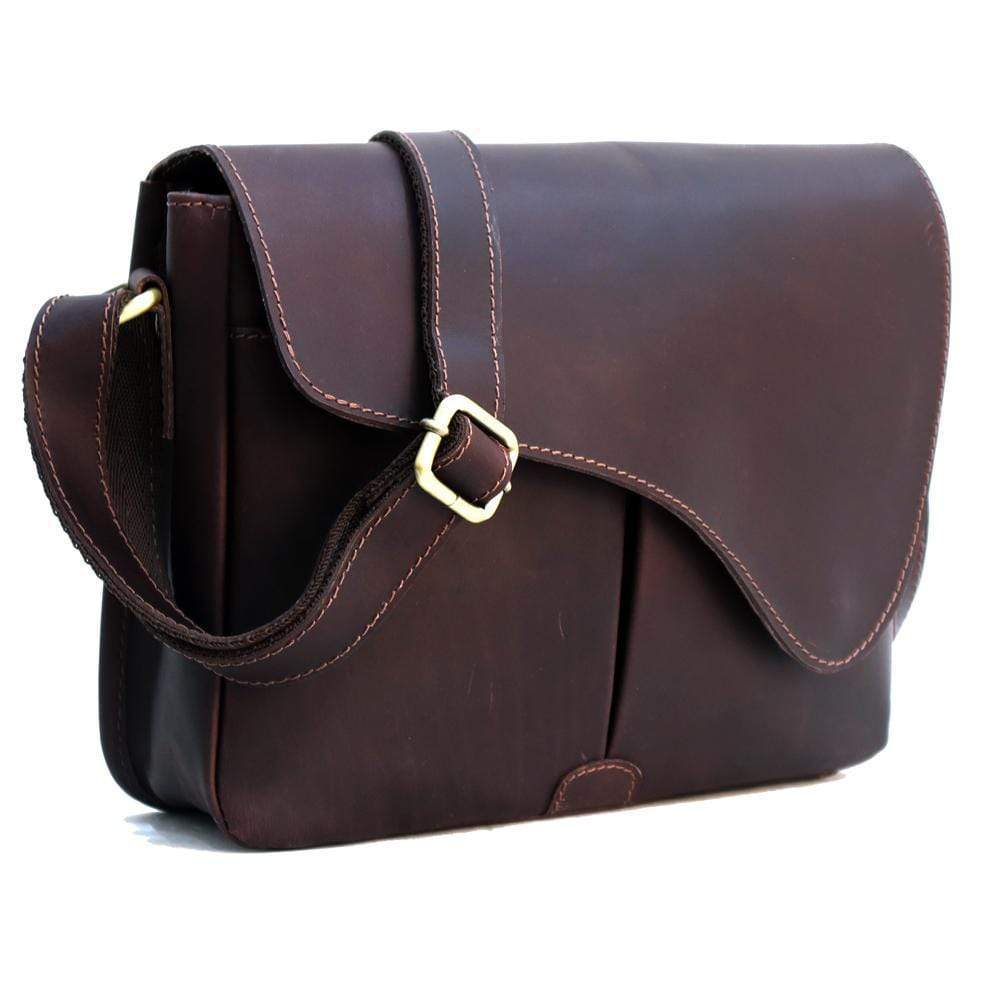 RHEA LEATHER CROSSBODY BAG - DARK BROWN