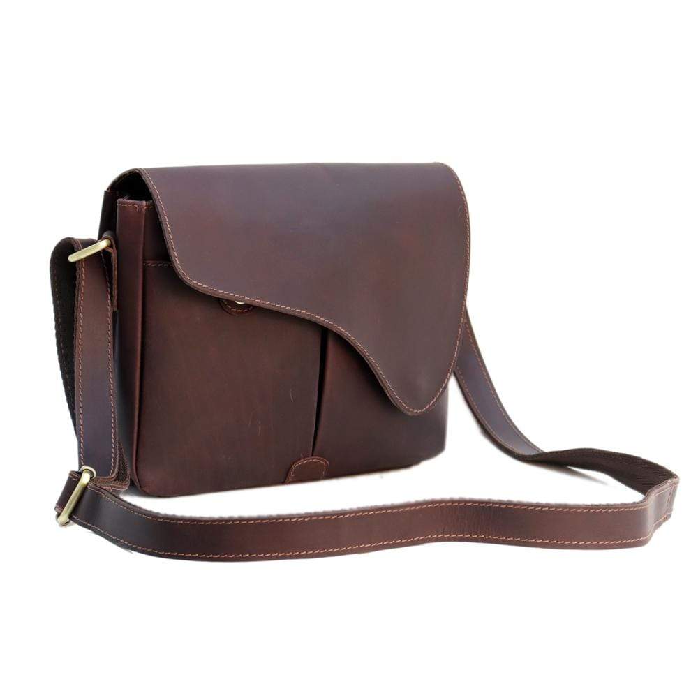 RHEA LEATHER CROSSBODY BAG - DARK BROWN