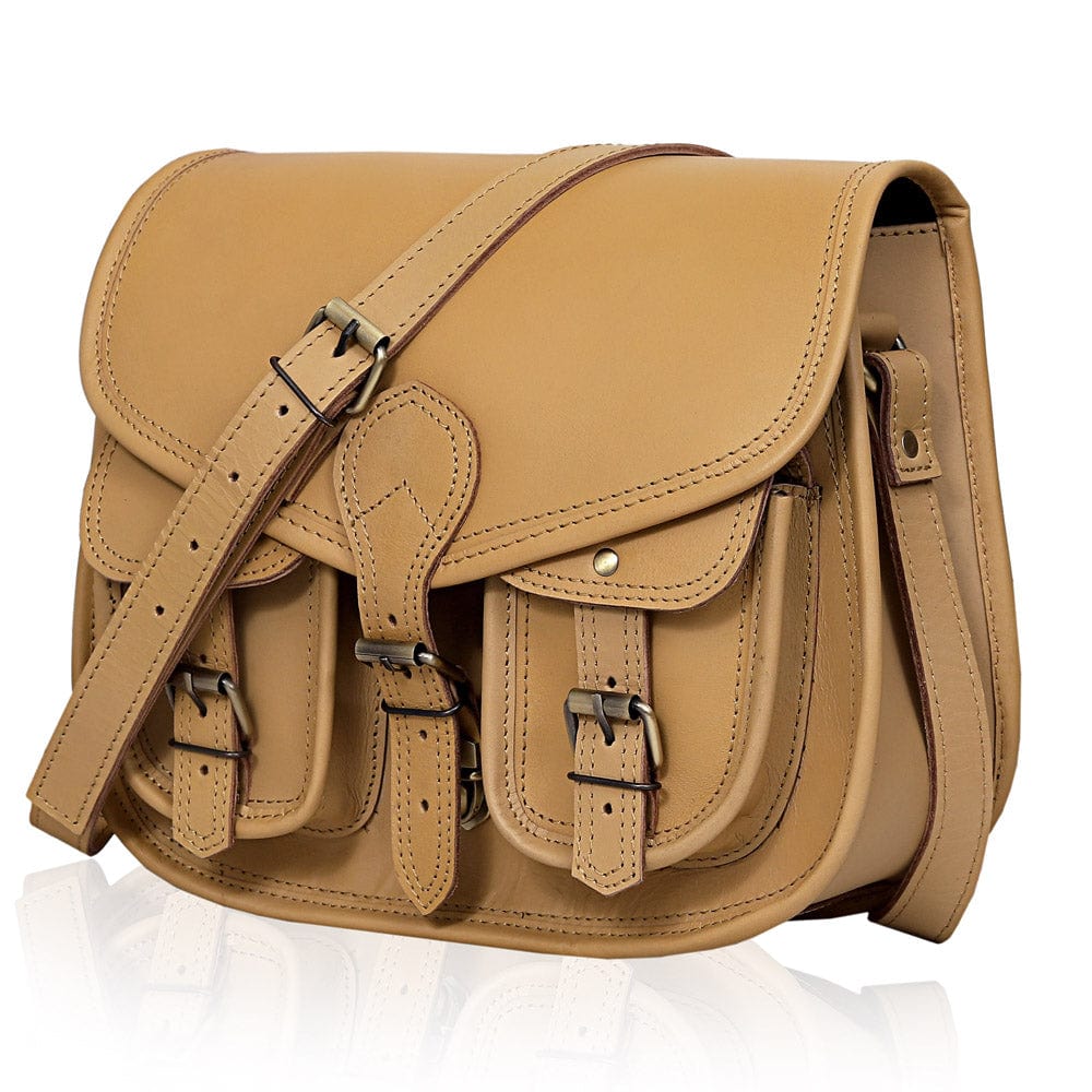 Scarlett Full Grain Leather Saddlebag - GOLDEN CREAM