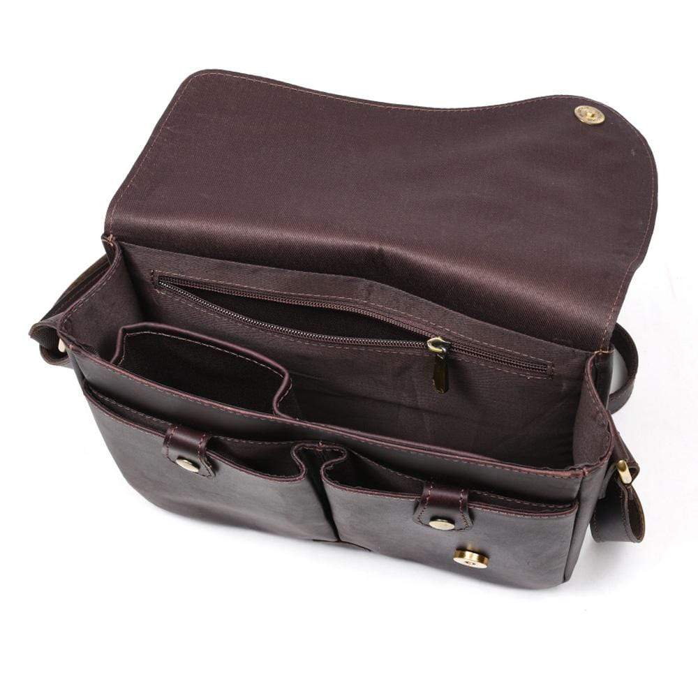 RHEA LEATHER CROSSBODY BAG - DARK BROWN