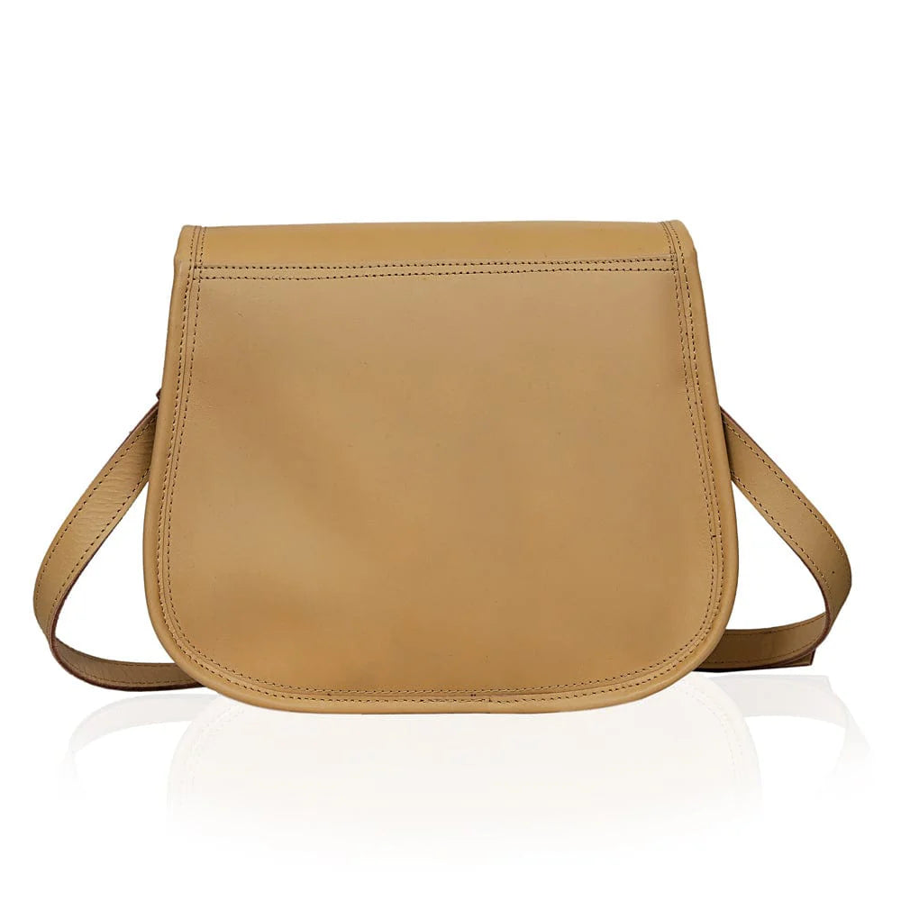 Scarlett Full Grain Leather Saddlebag - GOLDEN CREAM