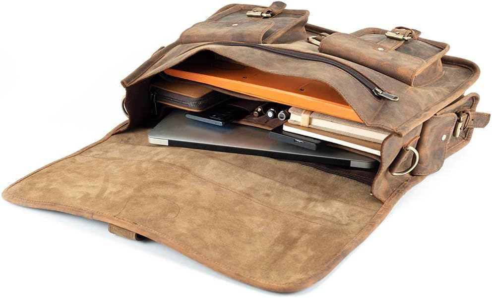 Messenger-Laptoptasche aus Büffelleder im Vintage-Stil