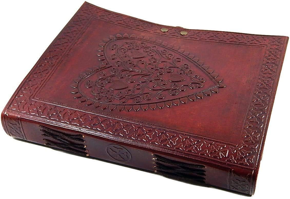 Tagebuch aus Leder im Vintage-Stil mit Herzprägung