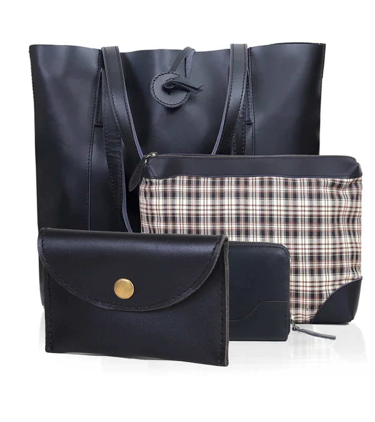 Denver Leather Bag Combo - Black