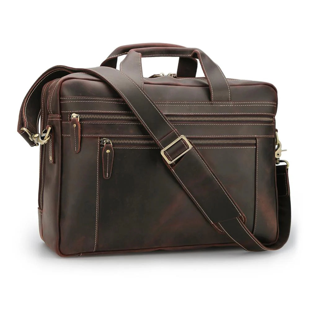 thumbnail image 2 of Buffalo Leather Briefcase 16 Inch Laptop Messenger Bag Office Canada 2 of 10