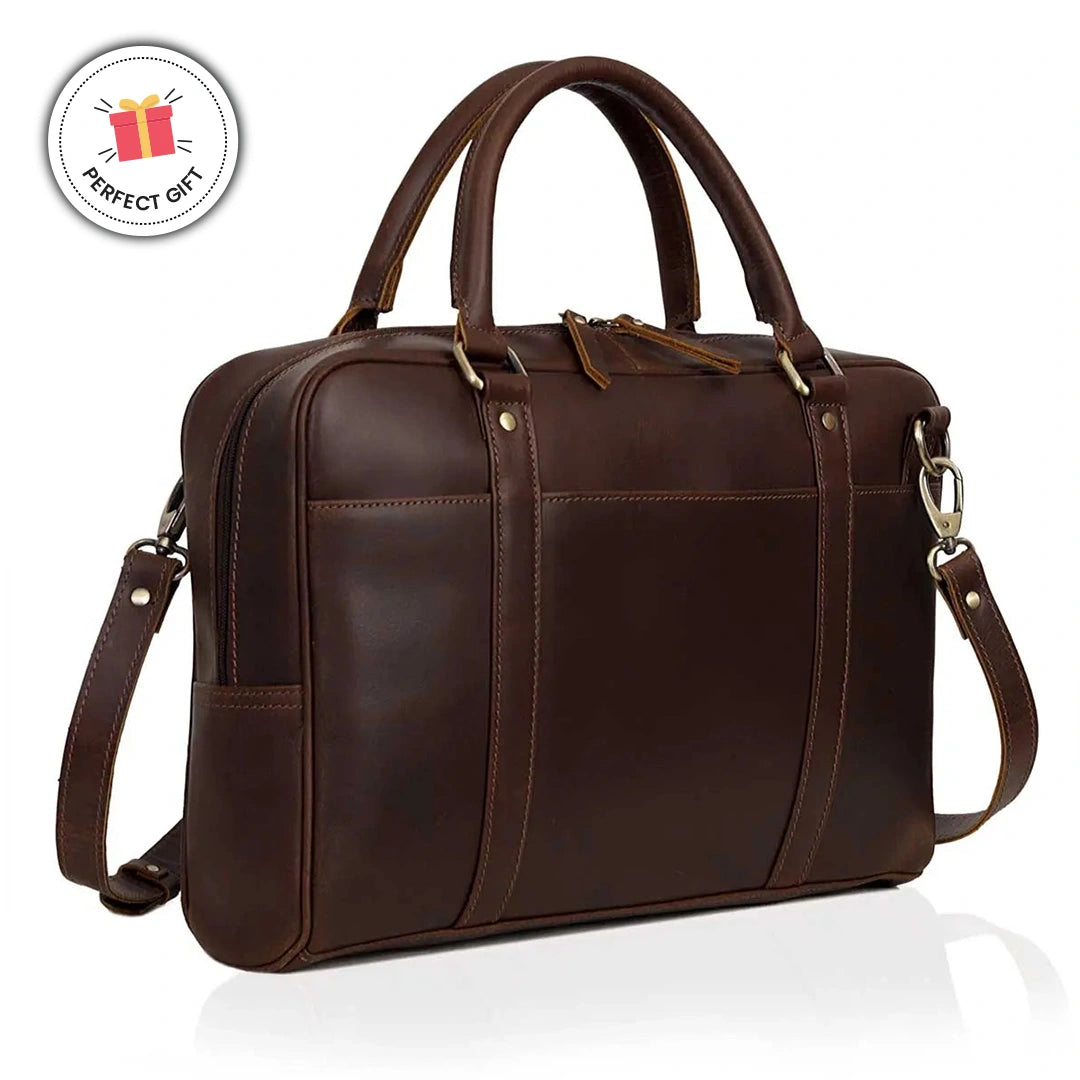 Hudson Buffalo Leather Briefcase | The Leather Farm