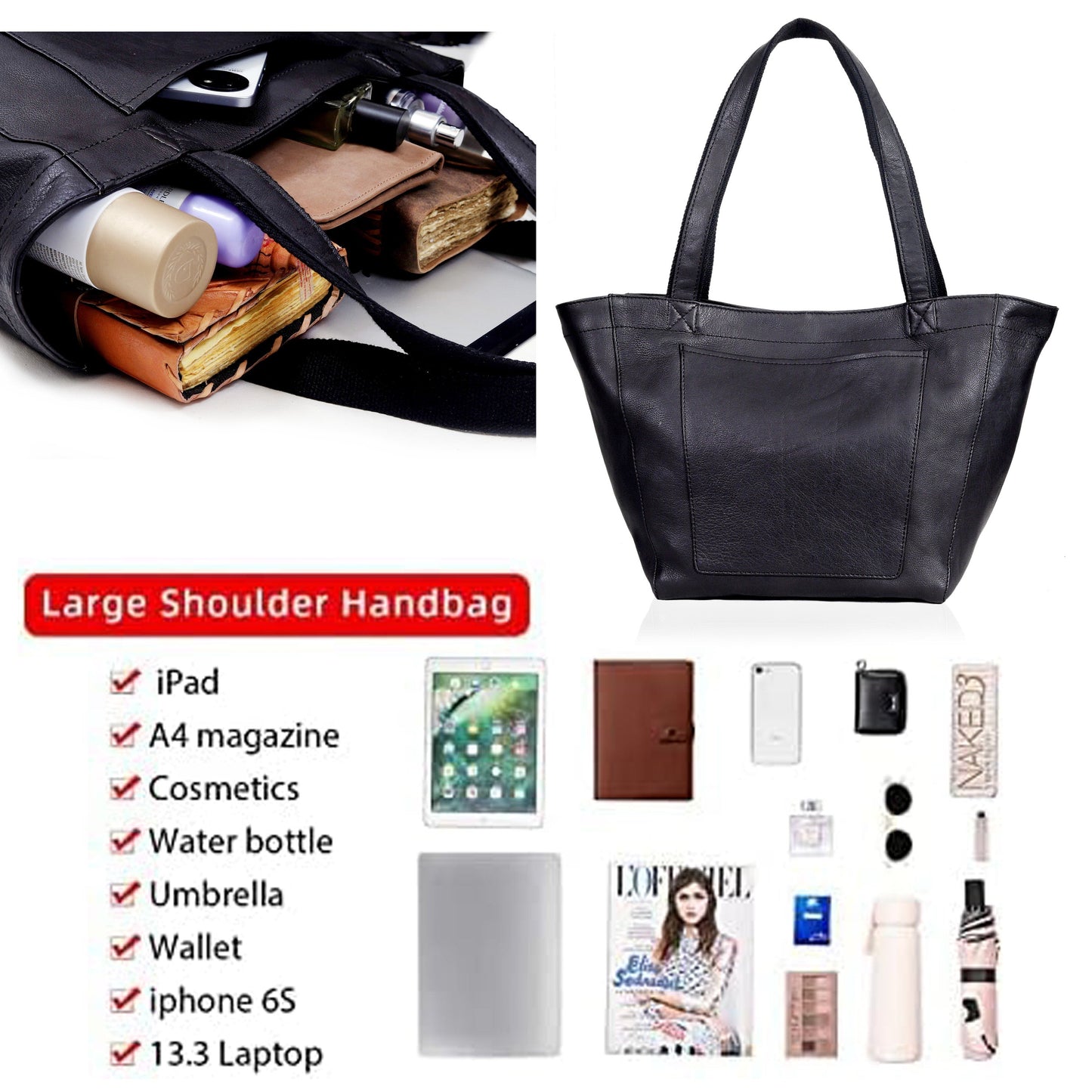 Almost Perfect Leather Tote Bag - Black