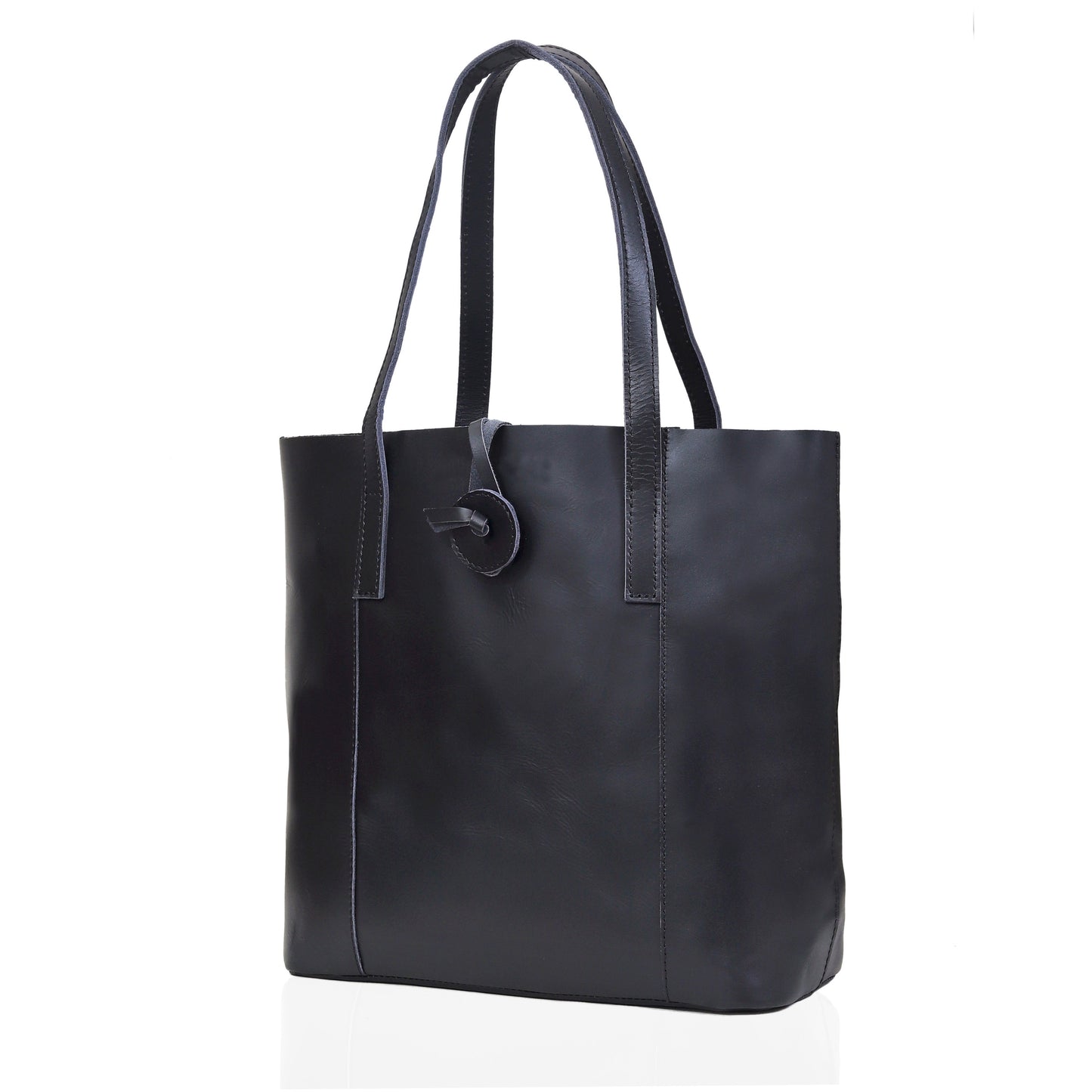 DENVER LEATHER TOTE BAG - BLACK