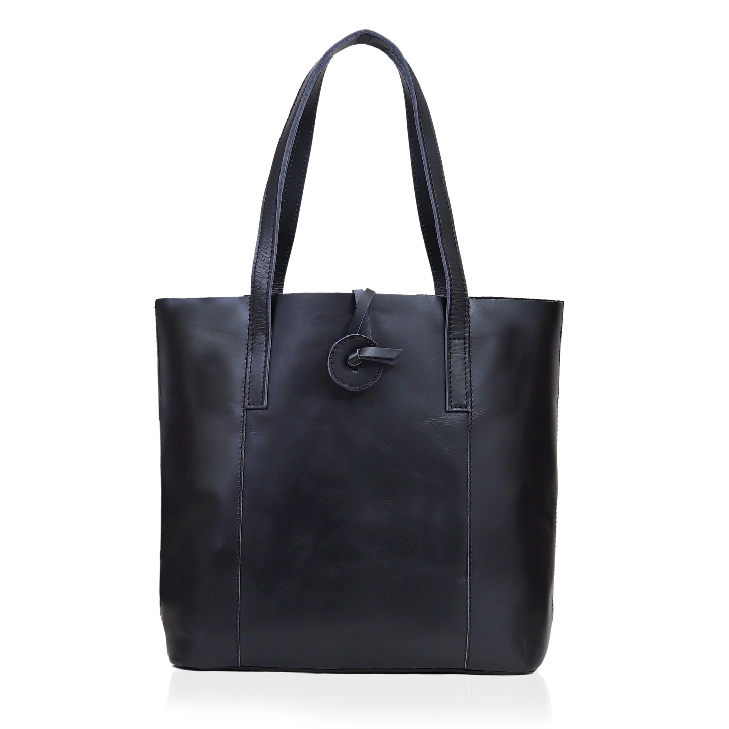 DENVER LEATHER TOTE BAG - BLACK