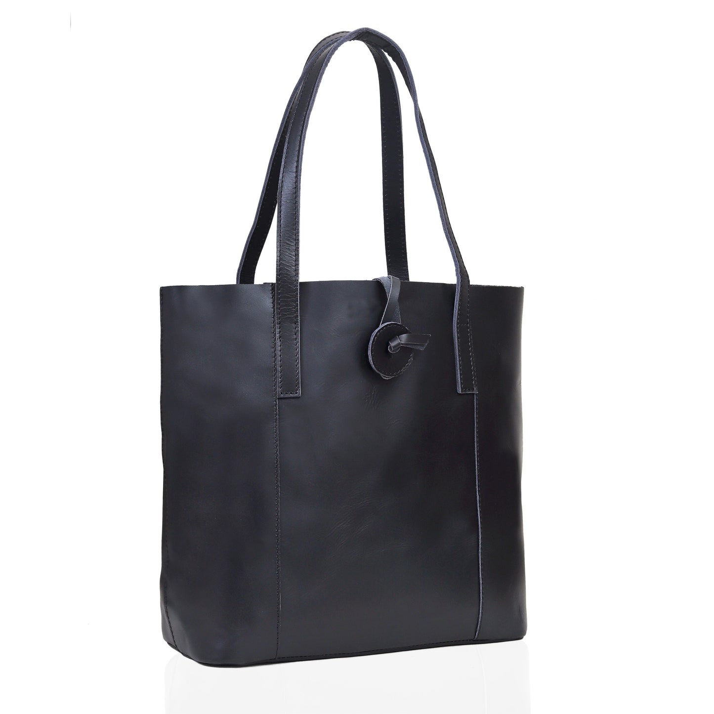 DENVER LEATHER TOTE BAG - BLACK