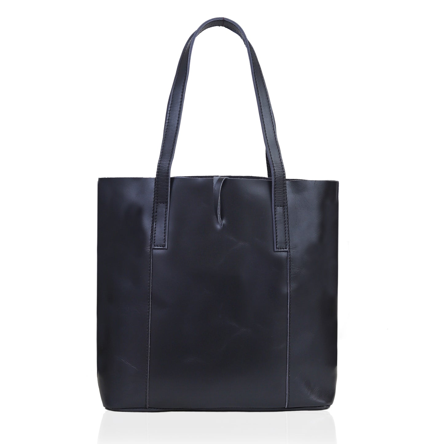 DENVER LEATHER TOTE BAG - BLACK