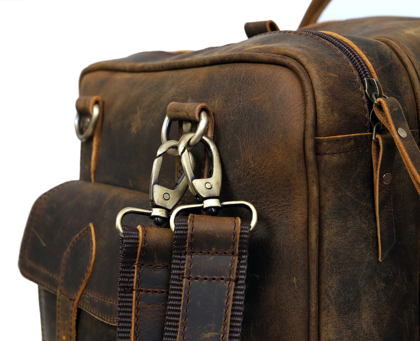 NEW JERSEY LEATHER DUFFEL BAG VINTAGE - BROWN