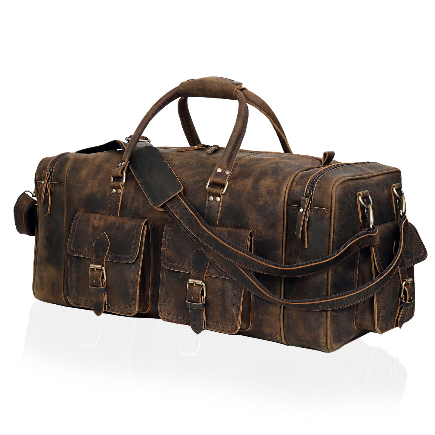 NEW JERSEY LEATHER DUFFEL BAG VINTAGE - BROWN