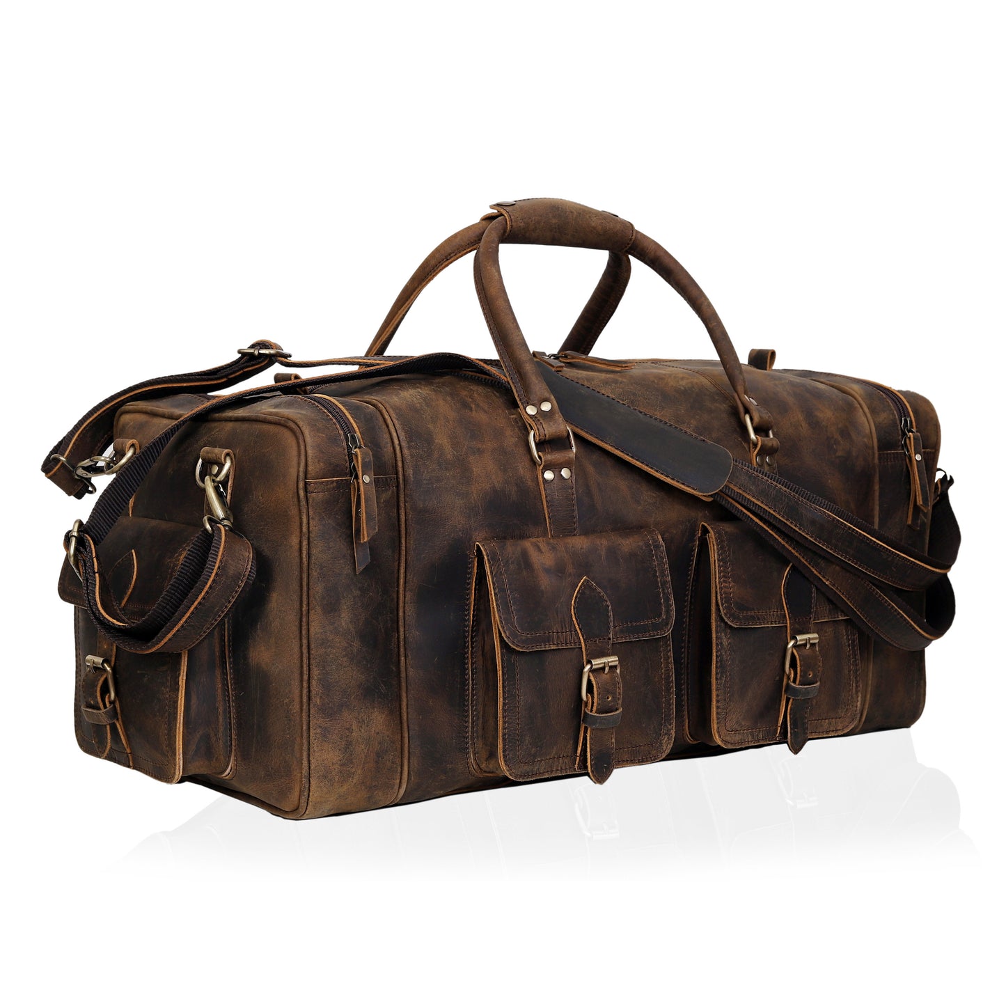 NEW JERSEY LEATHER DUFFEL BAG VINTAGE - BROWN