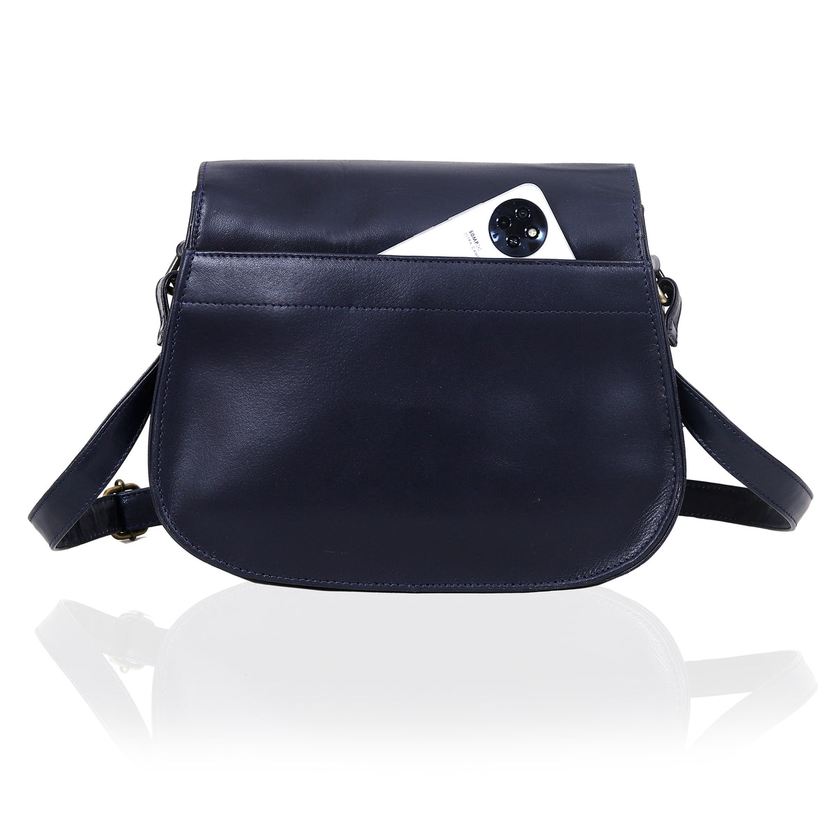 Moon Leather Crossbody Bag - Blue
