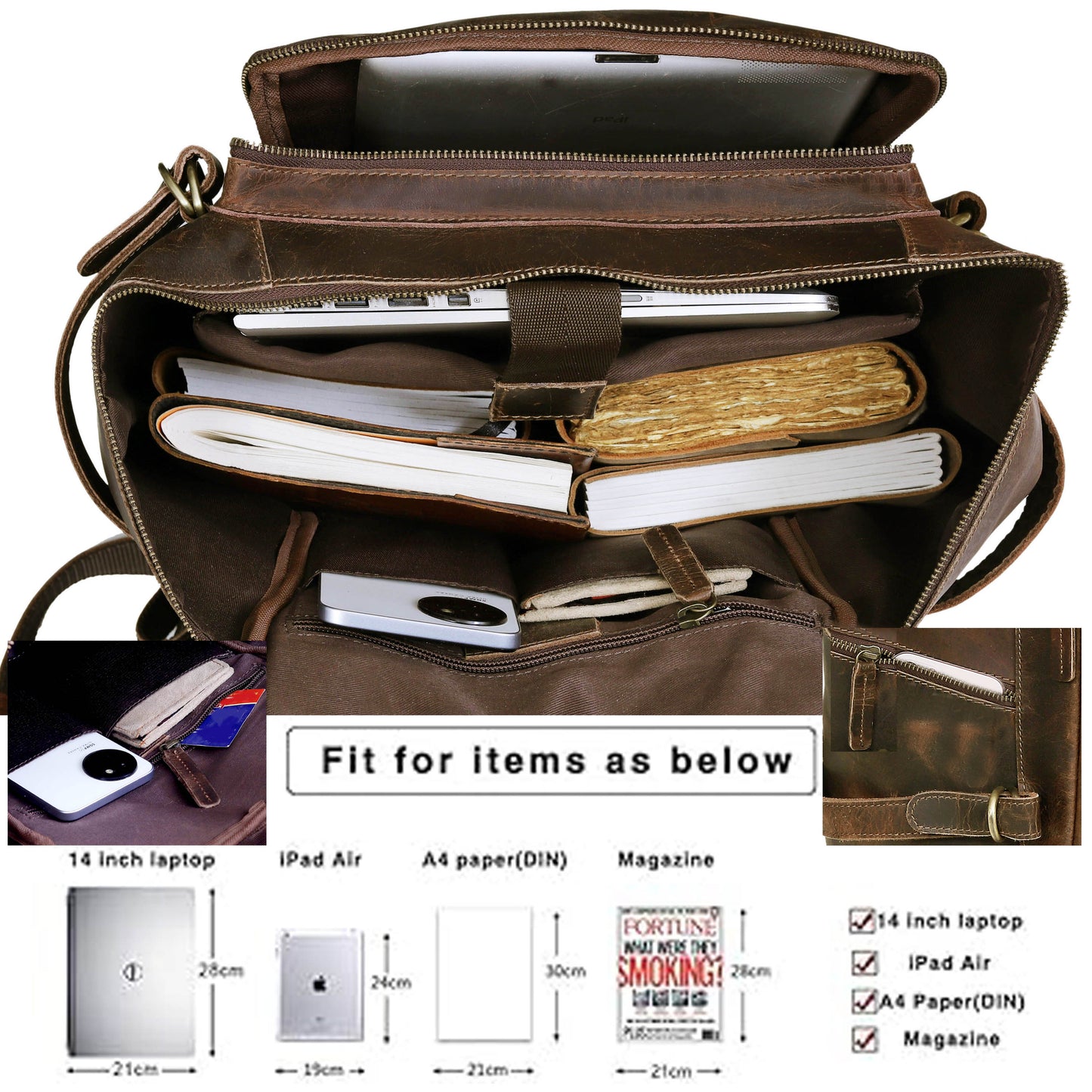 Kentucky Leather Backpack Retro Daypack