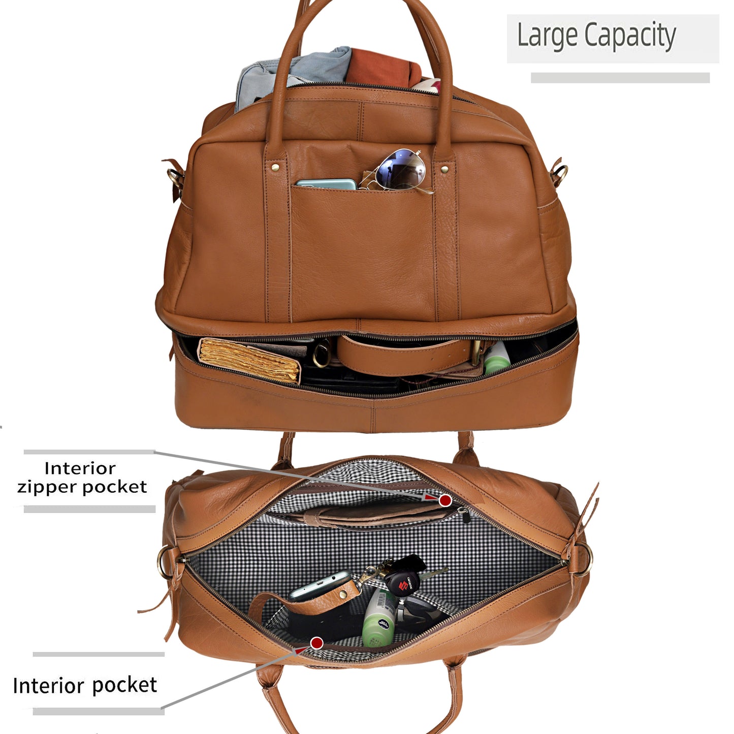 TOTO LEATHER DUFFLE BAG - TAN