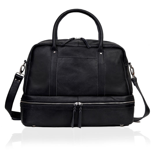 TOTO LEATHER DUFFLE BAG - BLACK