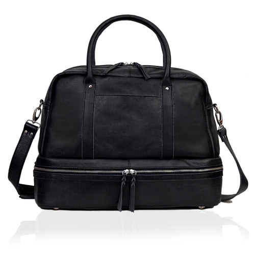 TOTO LEATHER DUFFLE BAG - BLACK