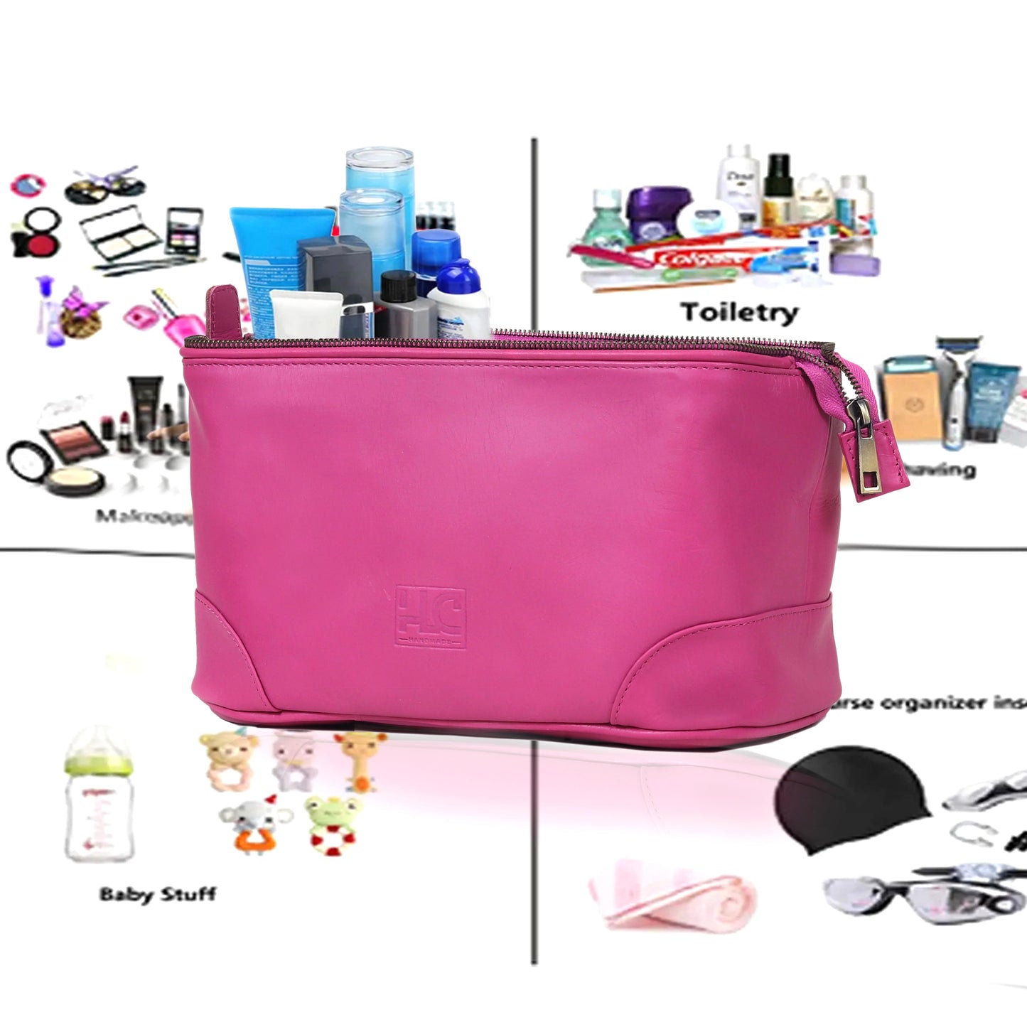 Euphrates Leather Toiletry & Large Dopp Kit - Pink