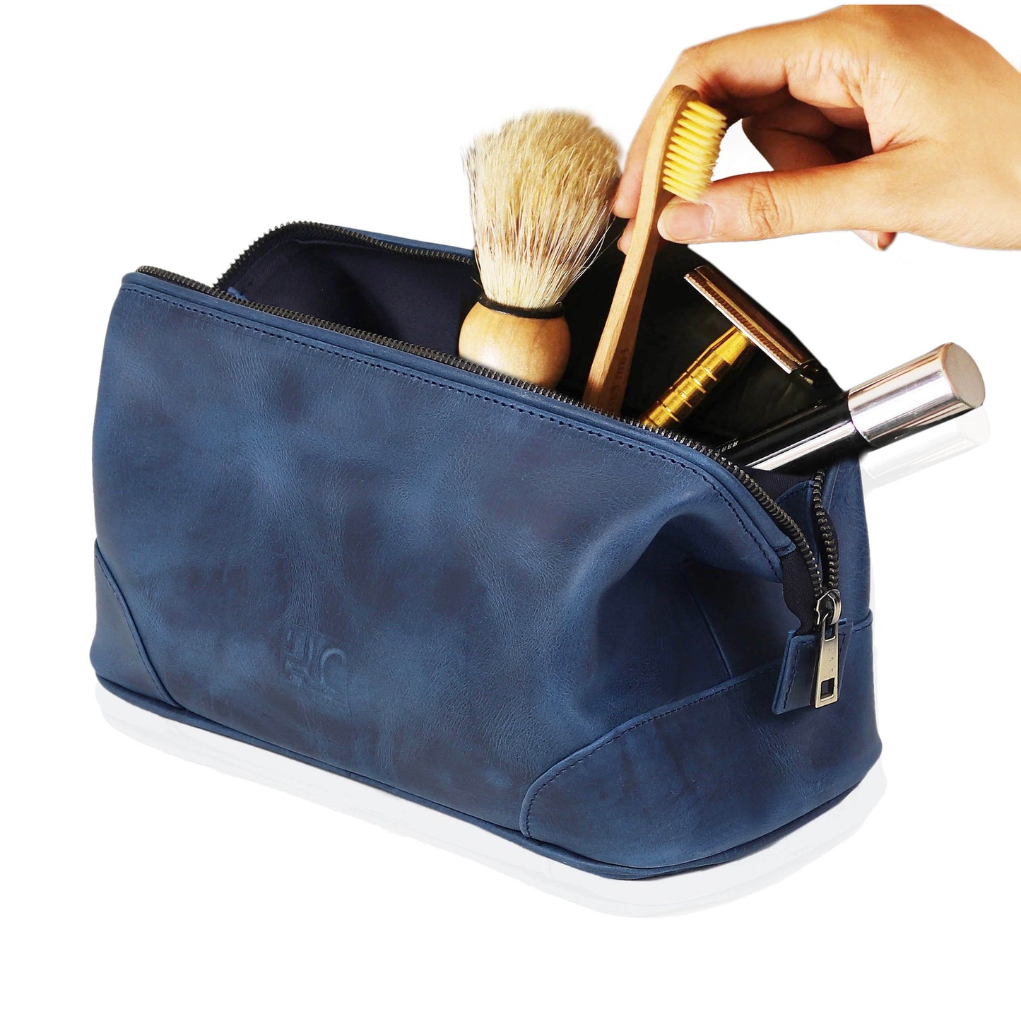 Euphrates Leather Toiletry & Large Dopp Kit - Navy