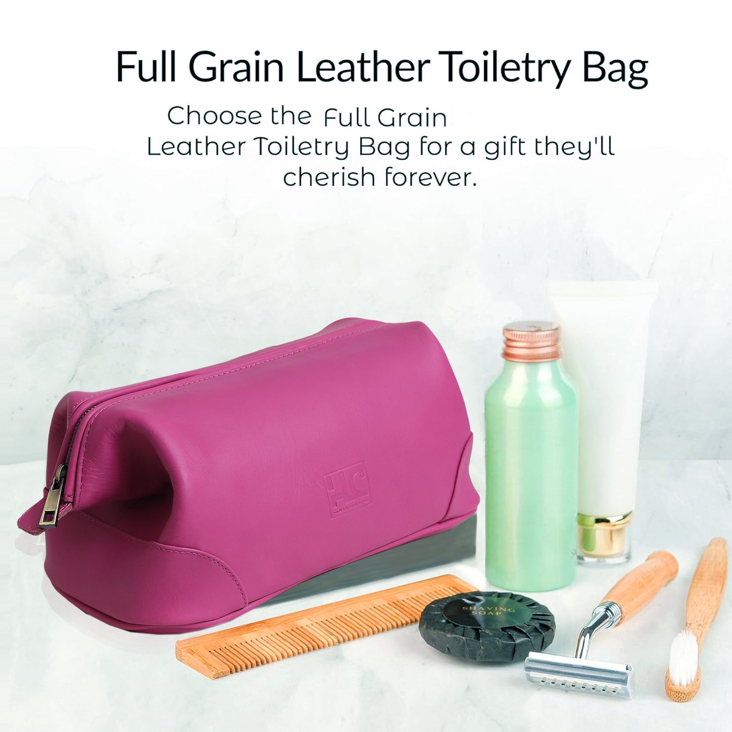 Euphrates Leather Toiletry & Large Dopp Kit - Pink
