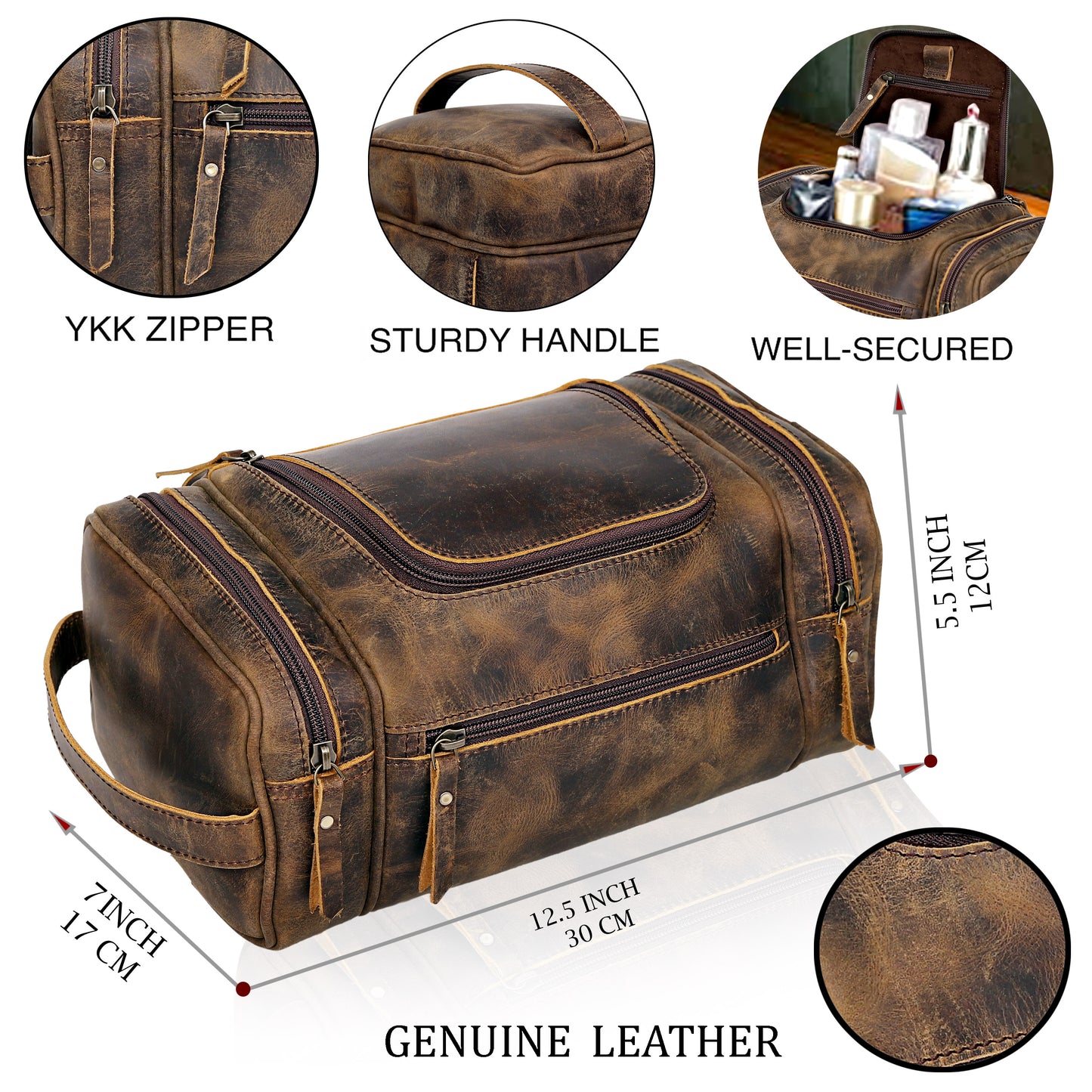 Rio Grande Leather Toiletry & Large Dopp Kit - Brown