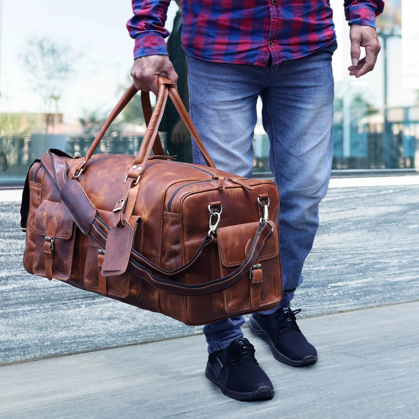 NEW JERSEY LEATHER DUFFEL BAG