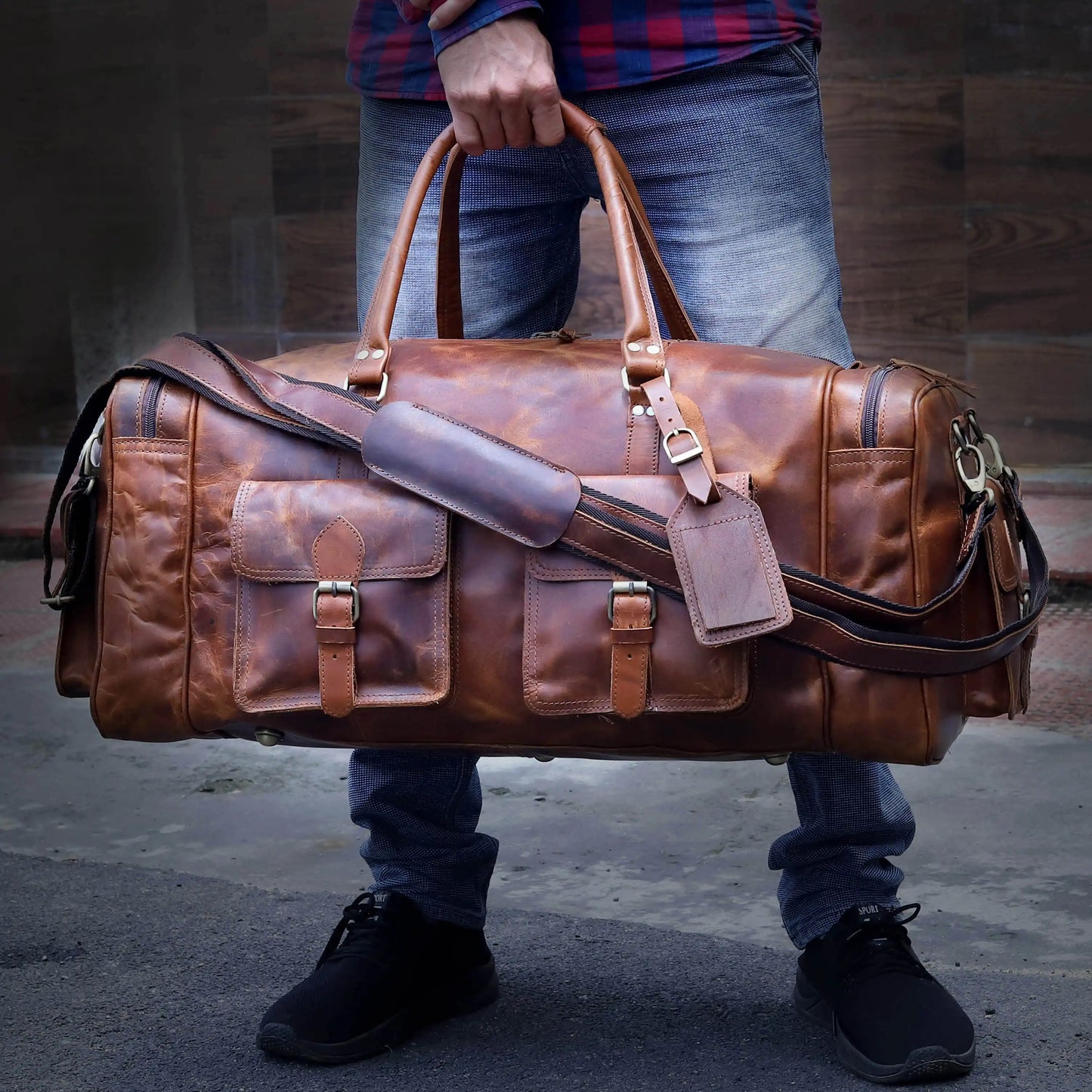 NEW JERSEY LEATHER DUFFEL BAG