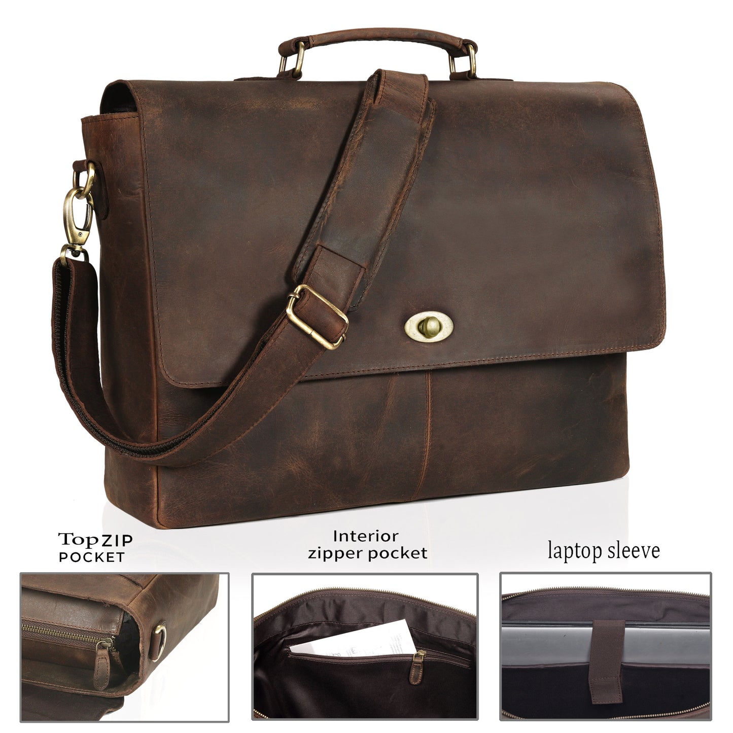 CAPTAIN BROWN LEATHER MESSENGER BAG