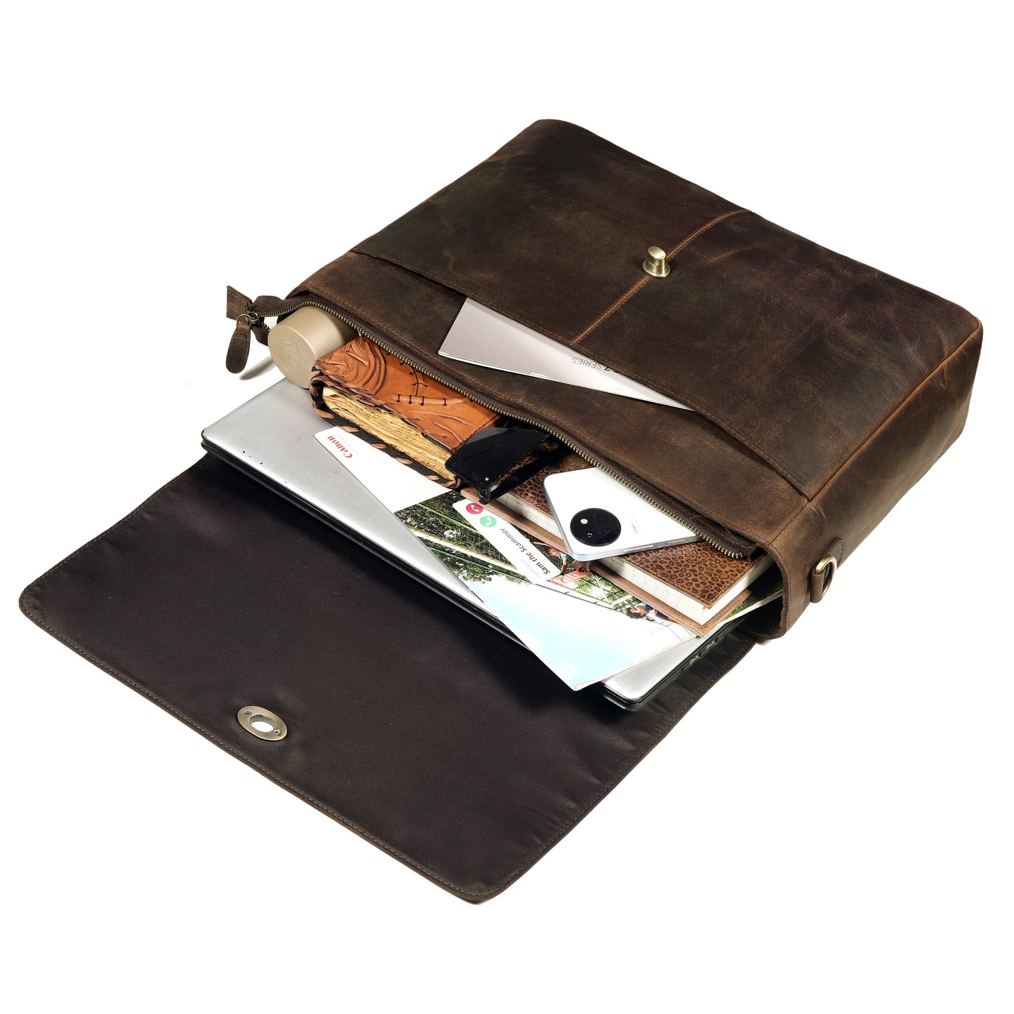 CAPTAIN BROWN LEATHER MESSENGER BAG