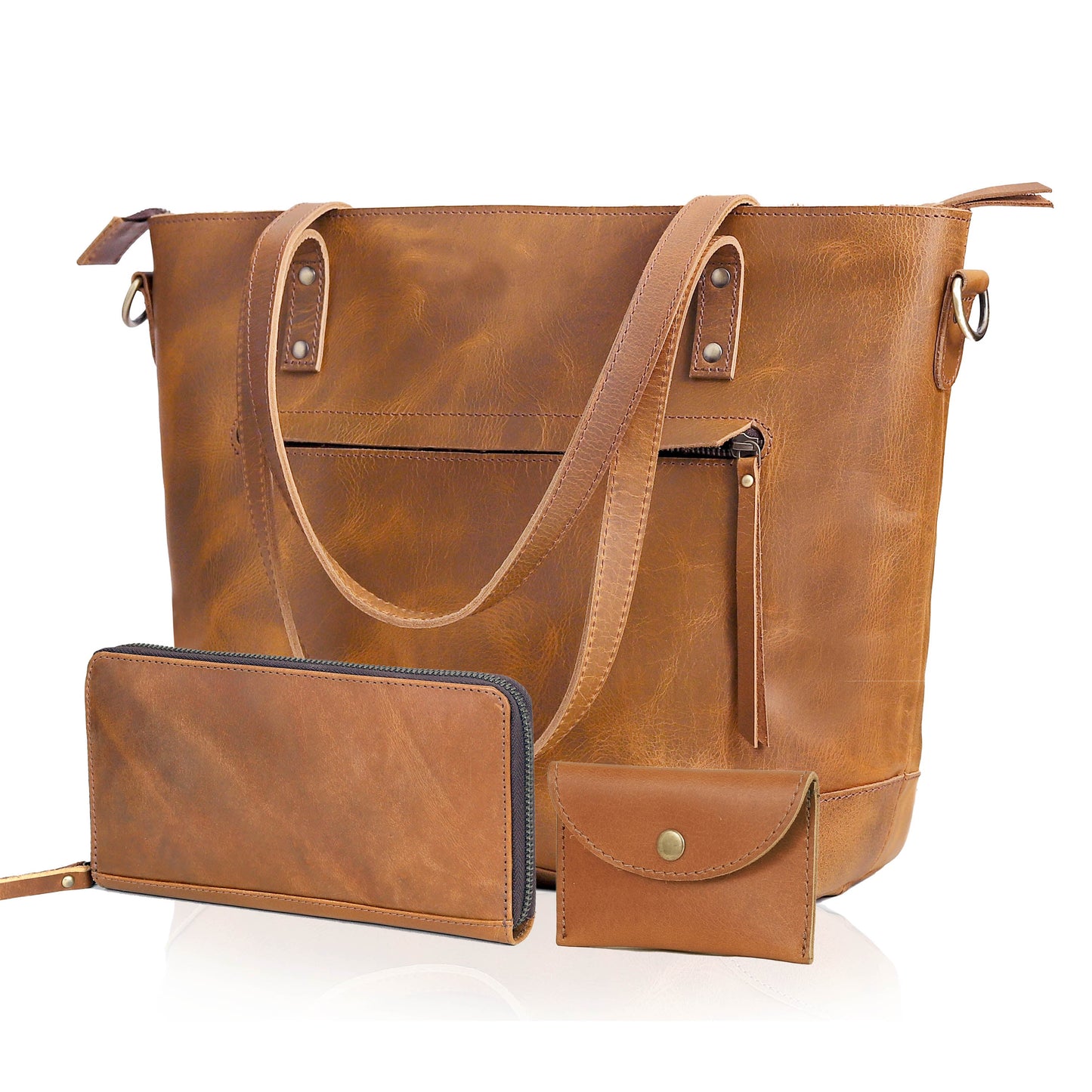 PORTLAND BUFFALO LEATHER TOTE BAG - TAN
