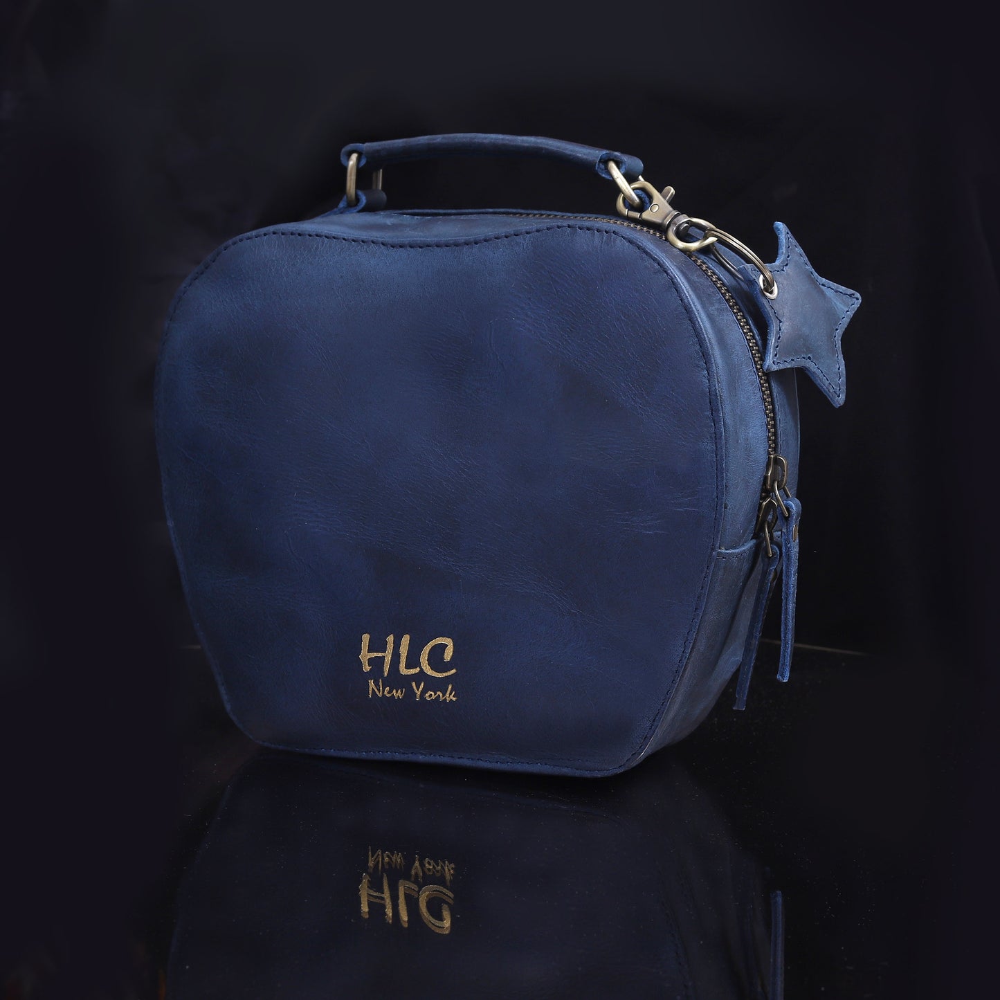 HLC collection Small Apple Cut Crossbody Bag Women - Navy