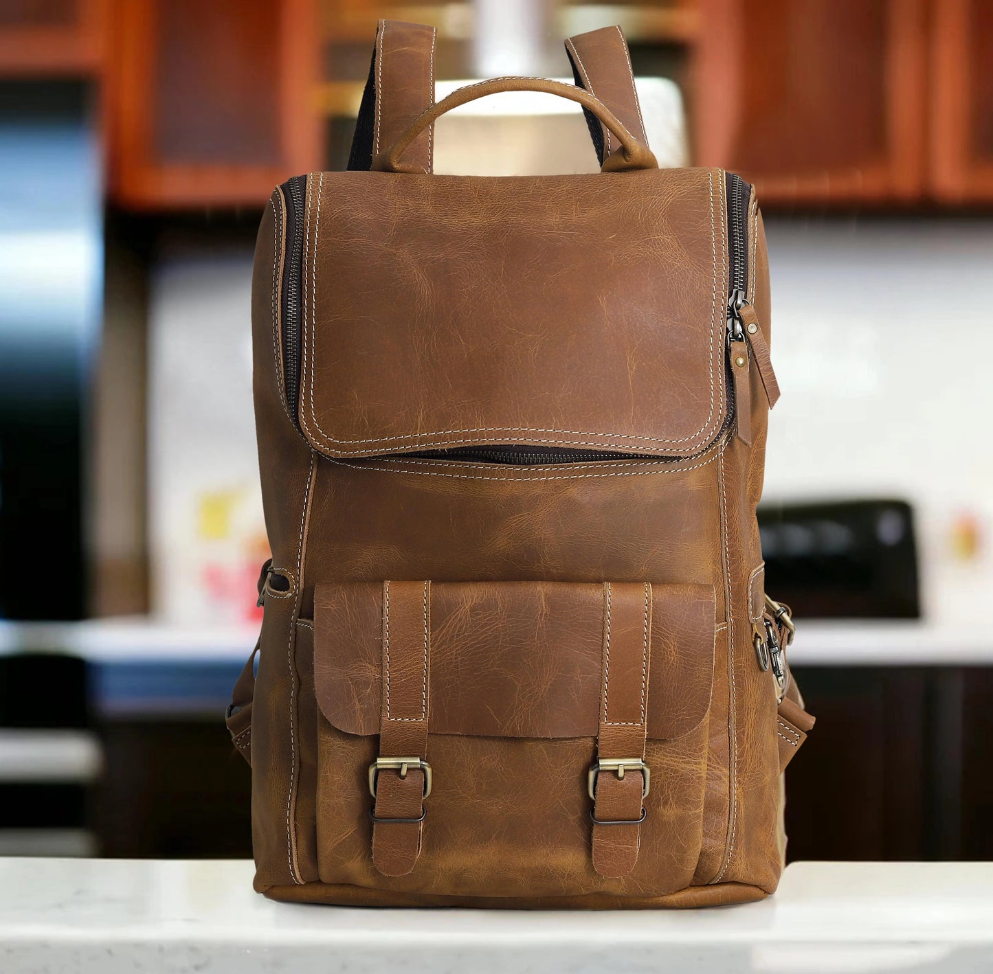 MADISON LEATHER BACKPACK - TAN