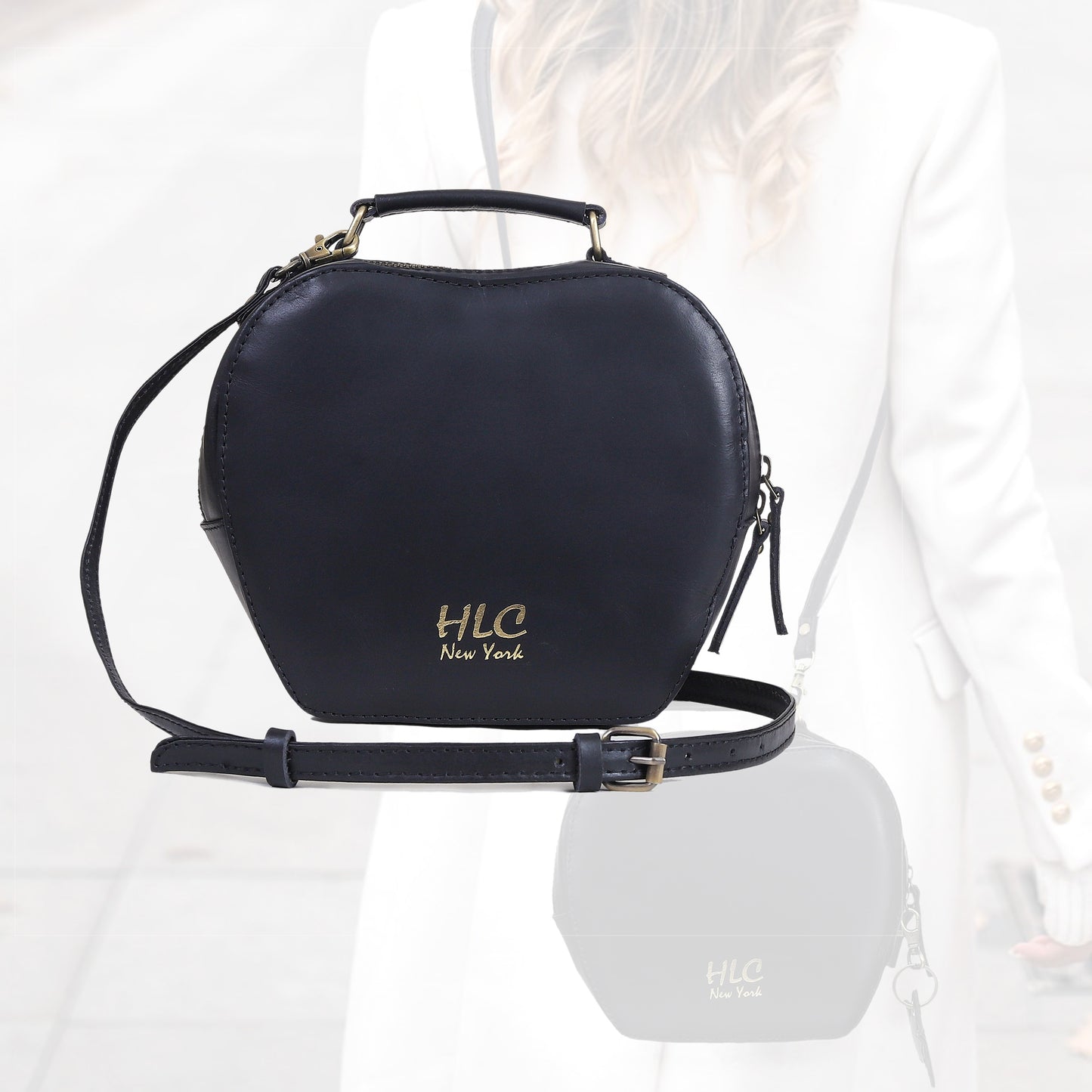 HLC collection Small Apple Cut Crossbody Bag Women - Black
