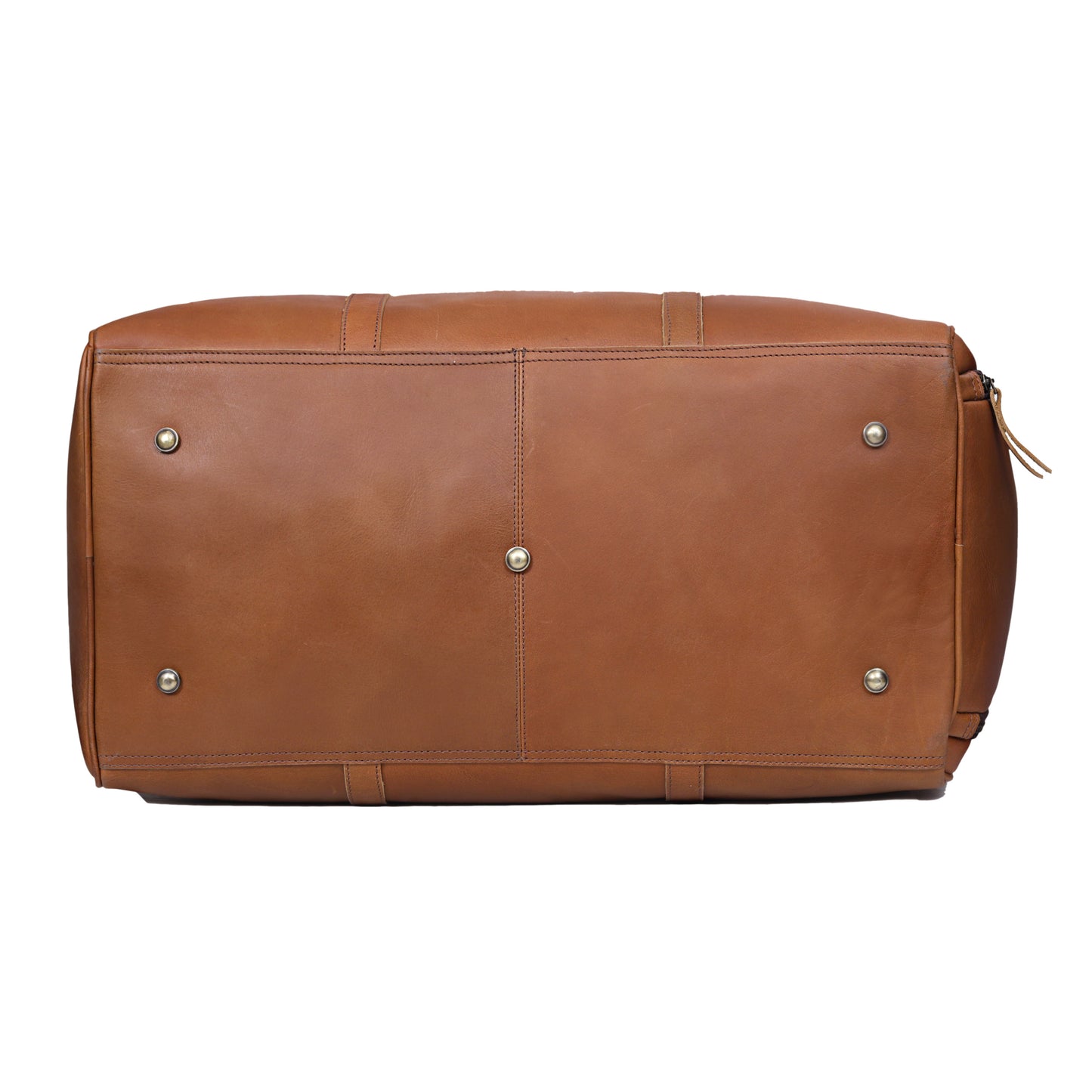 JOHN LEATHER DUFFEL BAG FOR MEN - TAN