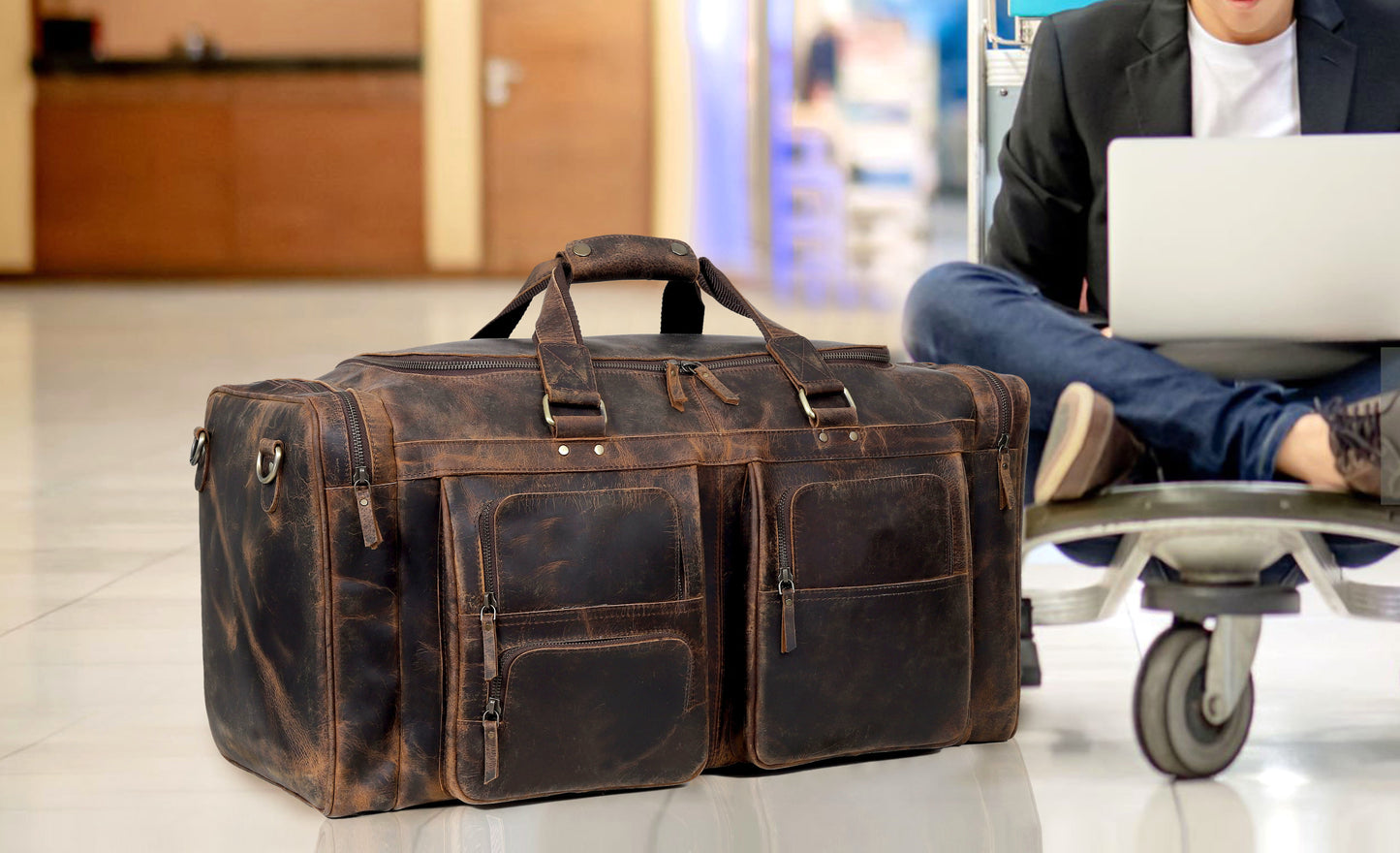 Denver Buffalo Leather Weekender Bag
