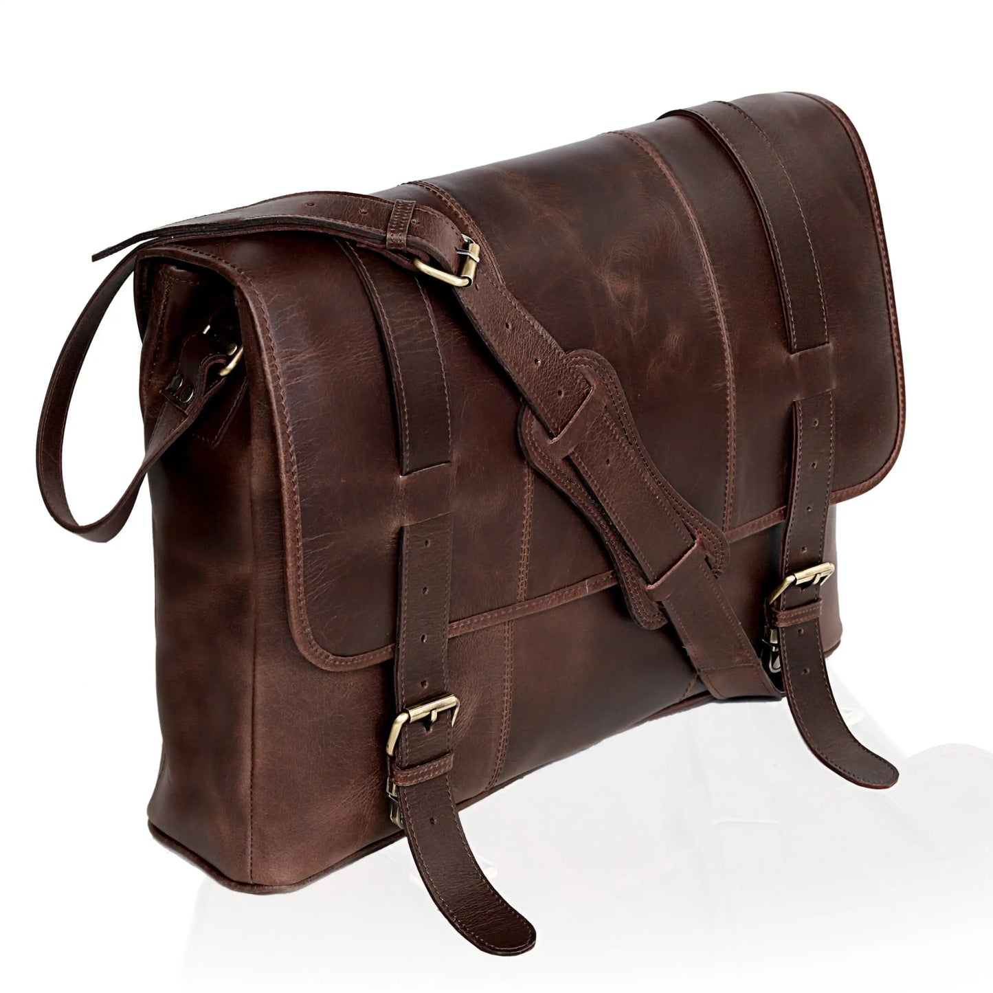 LUXE VOYAGER LEATHER MESSENGER - BROWN