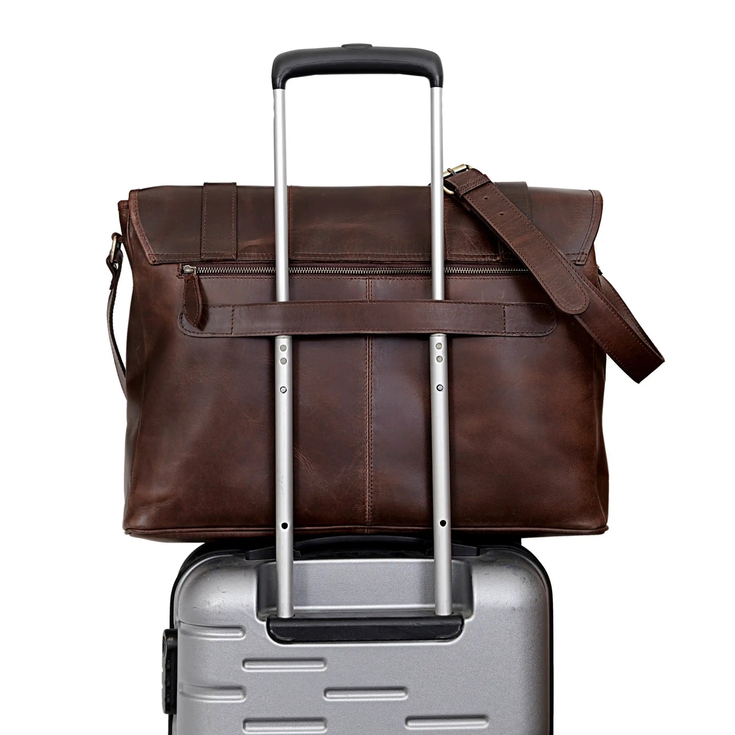 LUXE VOYAGER LEATHER MESSENGER - BROWN