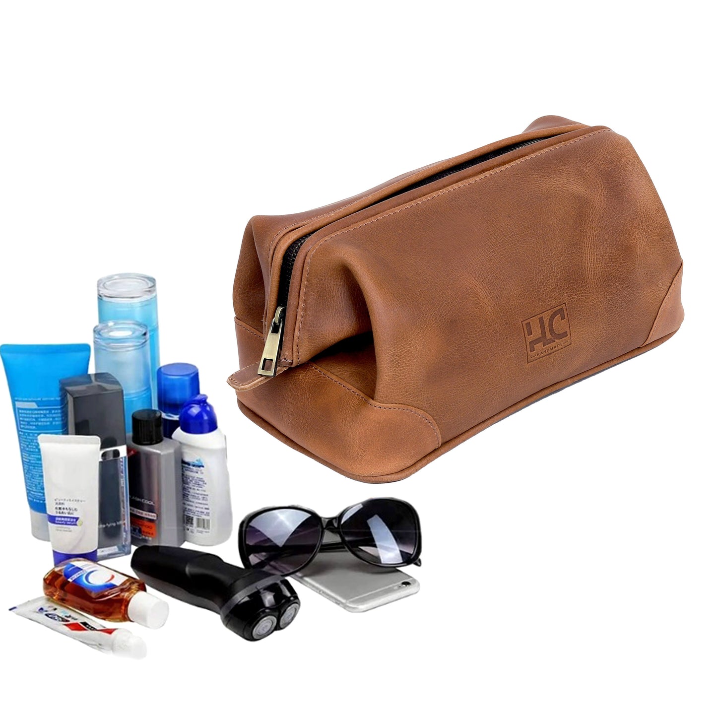 Euphrates Leather Toiletry & Large Dopp Kit - Tan