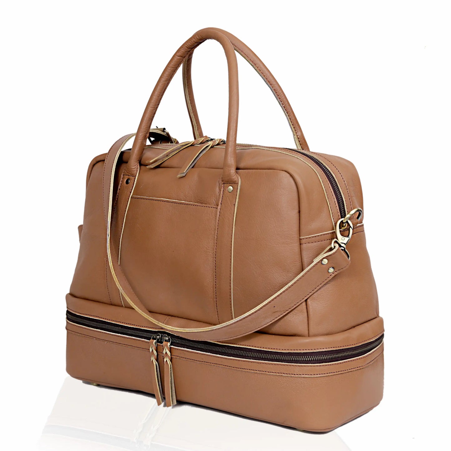 TOTO LEATHER DUFFLE BAG - TAN