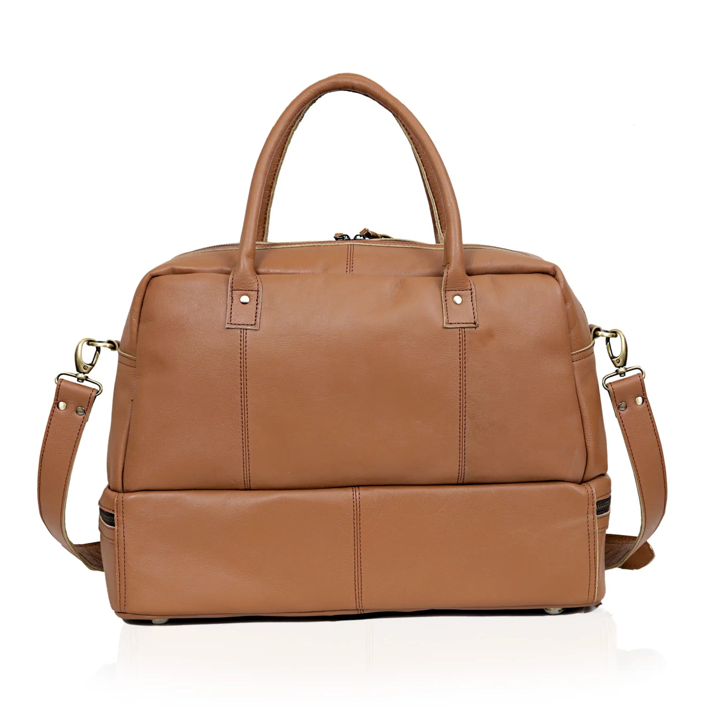 TOTO LEATHER DUFFLE BAG - TAN