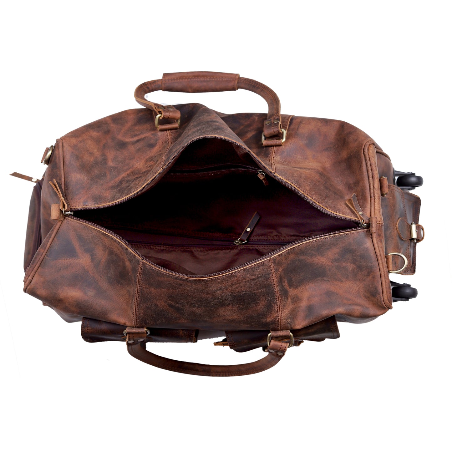 REISETASCHE AUS LEDER MIT RÄDERN