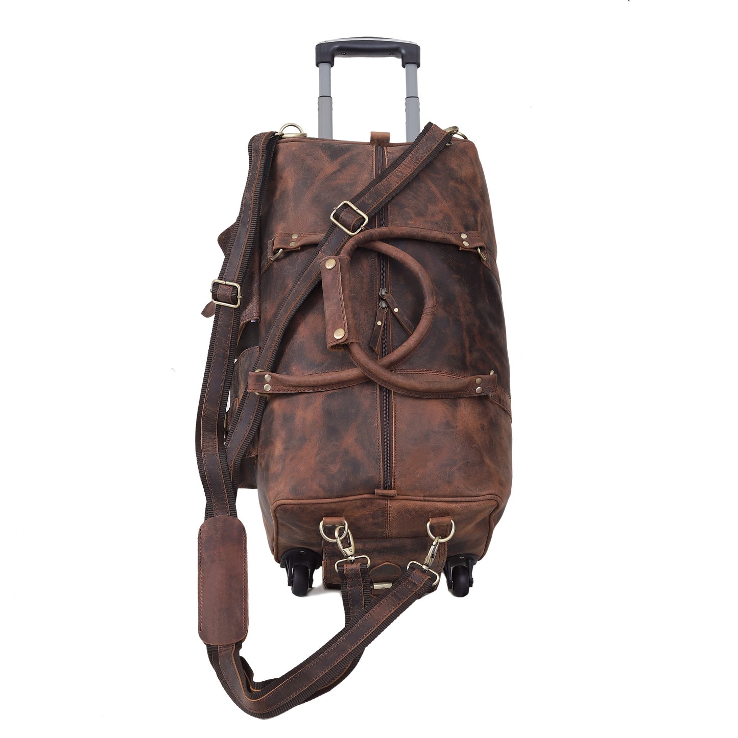 REISETASCHE AUS LEDER MIT RÄDERN
