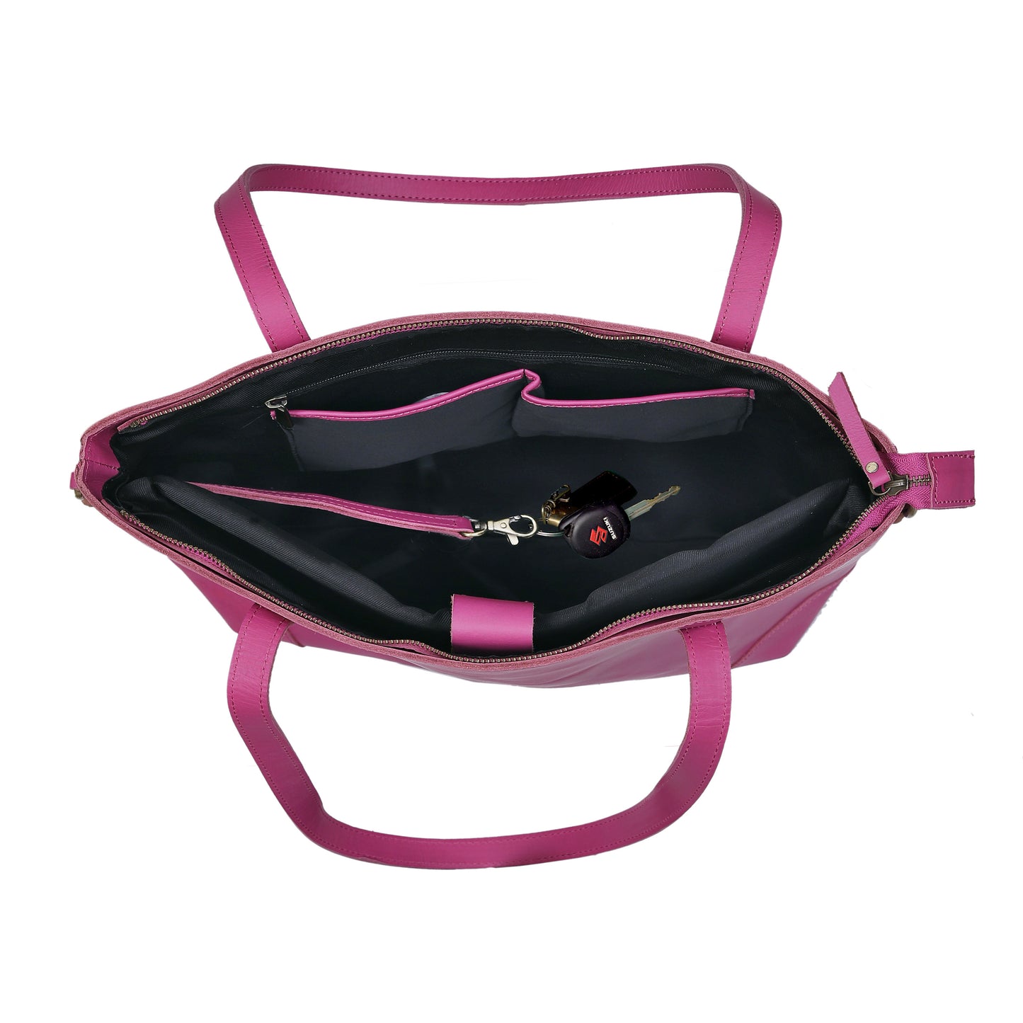 PORTLAND BUFFALO LEATHER TOTE BAG - PINK
