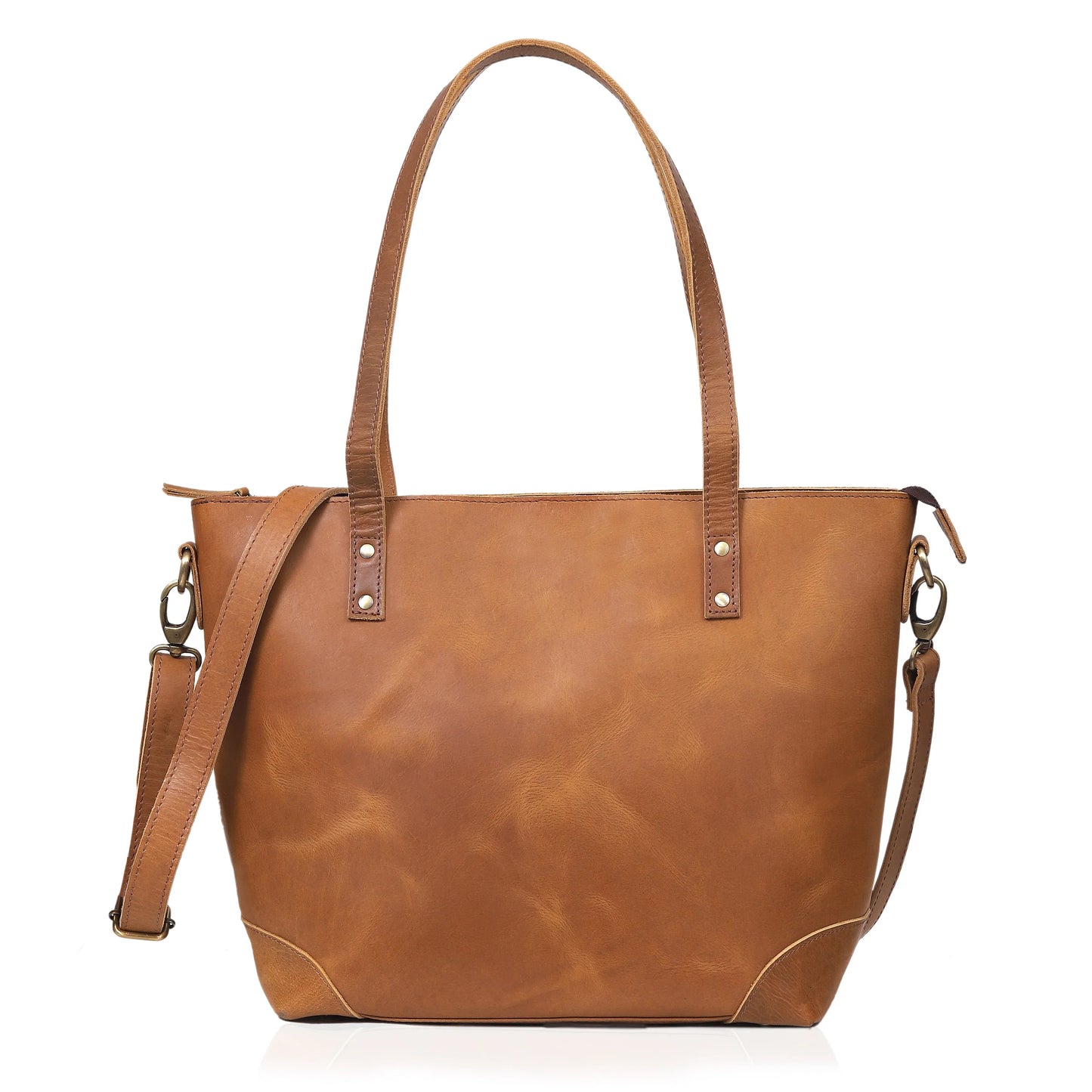 PORTLAND BUFFALO LEATHER TOTE BAG - TAN