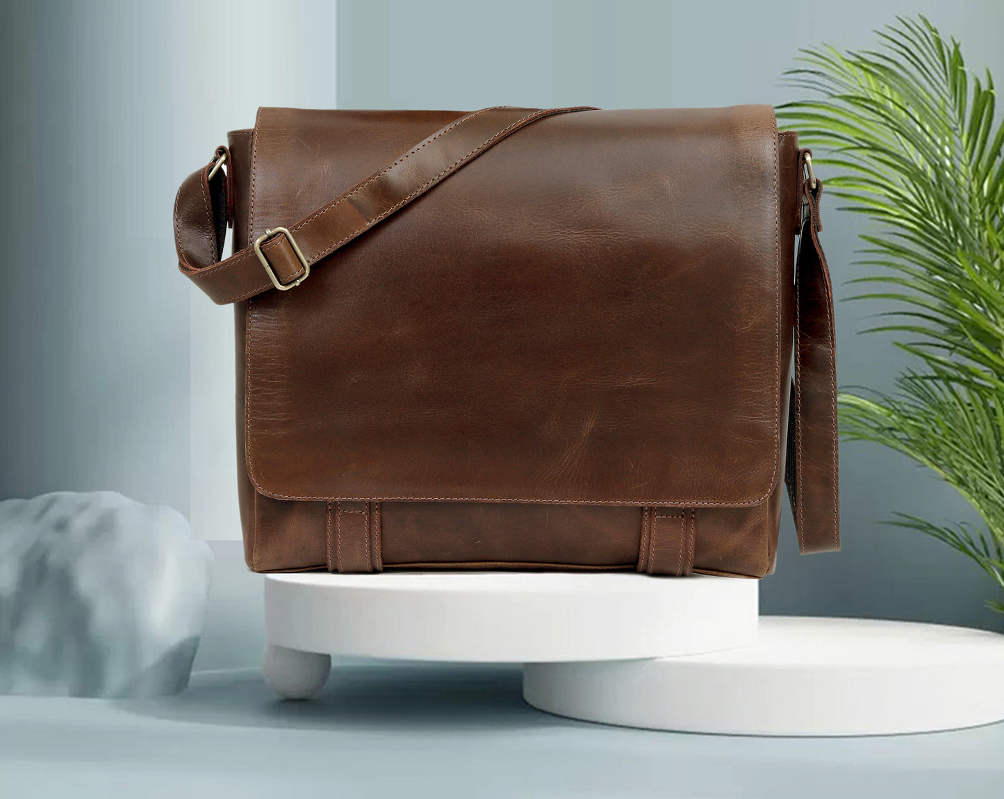 AMERICANA Leder-Umhängetasche für Damen und Herren